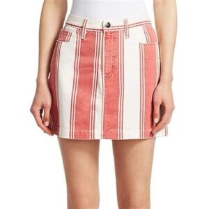 Frame Denim Skirt Red White Stripe Size 28